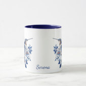 Blauwe Kolibrie Bloem Monogram Mok (Midden)