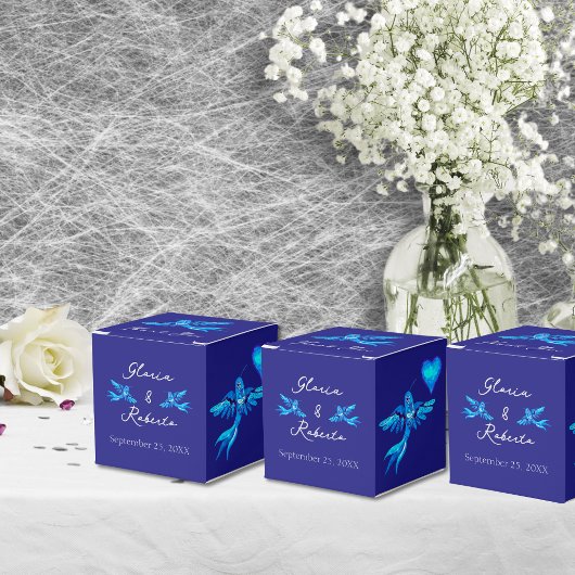 Blauwe kolibrie Boho Mexicaanse bruiloft Bedankdoosjes