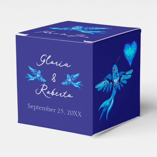 Blauwe kolibrie Boho Mexicaanse bruiloft Bedankdoosjes (Voorkant Zijde)