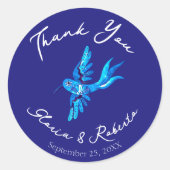 Blauwe kolibrie Boho Mexicaanse bruiloft Ronde Sticker (Voorkant)