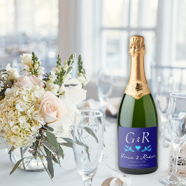 Blauwe kolibrie Boho Mexicaanse bruiloft Sparkling Wijnetiket