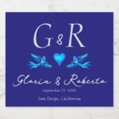 Blauwe kolibrie Boho Mexicaanse bruiloft Sparkling Wijnetiket (Enkel label)