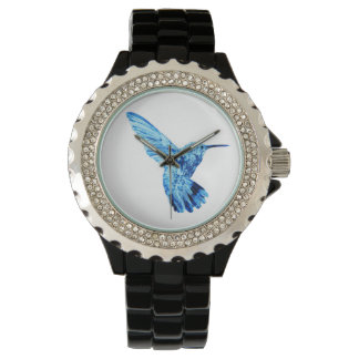 Blauwe kolibrie dameshorloge horloge