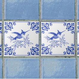 Blauwe Kolibrie Decor Keramische Tegel Tegeltje