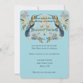 Blauwe kolibrie Hydrangea Bloemen Bruiloft Kaart