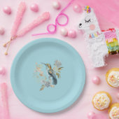 Blauwe kolibrie Hydrangea Bloemen Papieren Bordje (Feest)