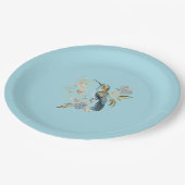 Blauwe kolibrie Hydrangea Bloemen Papieren Bordje (Gekanteld)