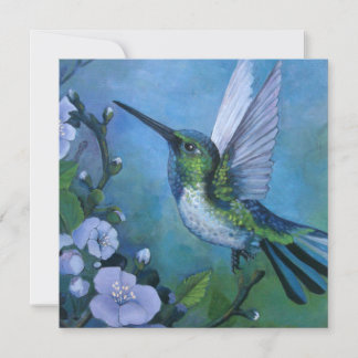 Blauwe Kolibrie kaart kunst zachte bloemen Kleur P