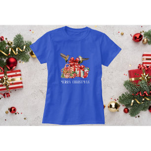 Blauwe Kolibrie Kerst T-shirt met Cadeausdozen