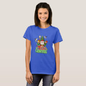 Blauwe Kolibrie Kerst T-shirt met Elfjes (Voorkant volledig)