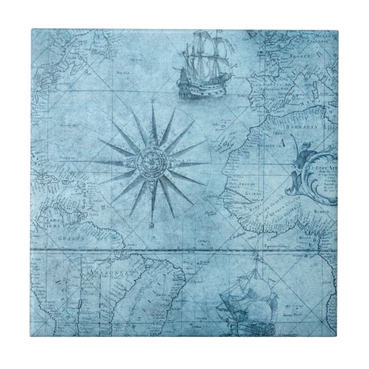 Blauwe kompas tegeltje (Voorkant)