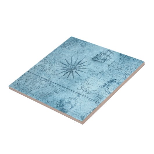 Blauwe kompas tegeltje (Zijkant)