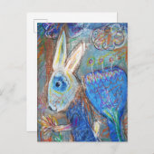 Blauwe konijn briefkaart (Voorkant / Achterkant)