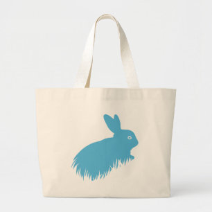 Blauwe konijn grote tote bag