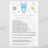 Blauwe konijn Hoe goed ken je het baby shower spel (Voorkant)