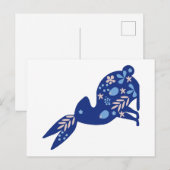 Blauwe konijn met een bloem briefkaart (Voorkant / Achterkant)