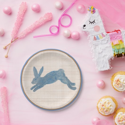 Blauwe konijn papieren bordje (Feest)