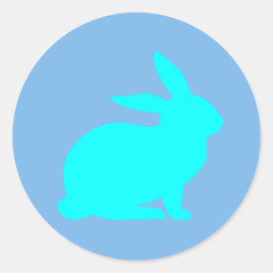 Blauwe konijn ronde sticker