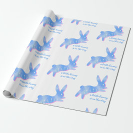 Blauwe Konijn Silhouet Cute Aangepaste Jongen Baby Cadeaupapier