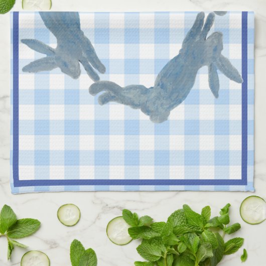 Blauwe konijn theedoek (Gevouwen)