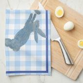 Blauwe konijn theedoek (Quarter Fold)