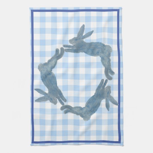 Blauwe konijn theedoek (Verticaal)
