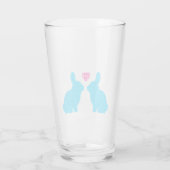 Blauwe konijnen en roze hart glas (Achterkant)