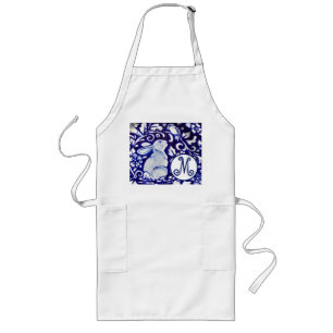 Blauwe konijnenvogel Florence Monogram Elegant Lang Schort