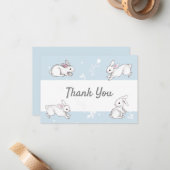 Blauwe konijntjes dank u notitie Kaarten Notitiekaartje (Voorkant / Achterkant in situ)