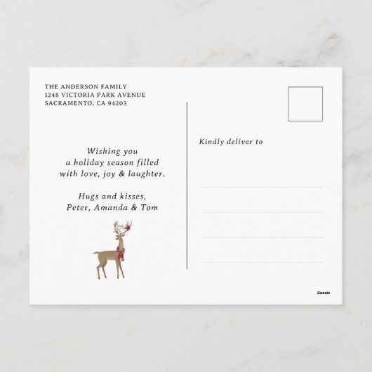 Blauwe koningin van de koningsrendieren feestdagenkaart (Achterkant)