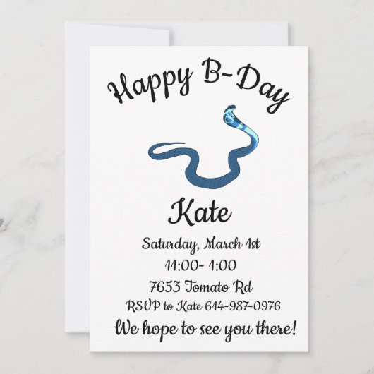 Blauwe Koningscobra Gefeliciteerd  Kaart (Voorkant)