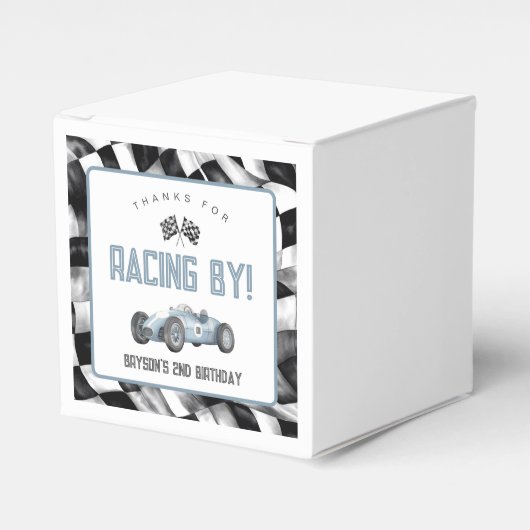 Blauwe koningswagen Birthday Party Bedankdoosjes (Voorkant Zijde)