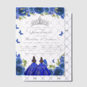 Blauwe koninklijke bloemenvlinder tweeling quincea vellum uitnodigingen (Offset (Uitnodiging))