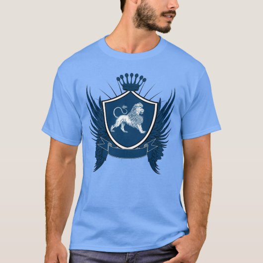 Blauwe koninklijke kreeft met leeuw t-shirt (Voorkant)