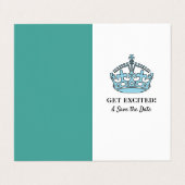 Blauwe koninklijke kroon, maak de datumkaart te ve visitekaartje (Buitenkant ongevouwen)