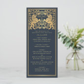 Blauwe Koninklijke Leeuw Middeleeuws Zwaard Bruilo Menu (Staand voorkant)