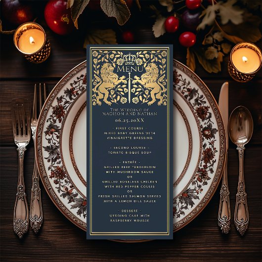 Blauwe Koninklijke Leeuw Middeleeuws Zwaard Bruilo Menu