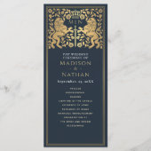 Blauwe Koninklijke Leeuw Middeleeuws Zwaard Trouwp Programmakaart (Voorkant)