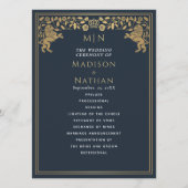 Blauwe Koninklijke Leeuw Middeleeuws Zwaard Trouwp Programmakaart (Voorkant)