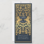 Blauwe Koninklijke Leeuw Middeleeuwse Gouden Bruil Kaart (Voorkant)