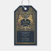 Blauwe Koninklijke Leeuw Middeleeuwse Zwaard bruil Cadeaulabel (Voorkant)