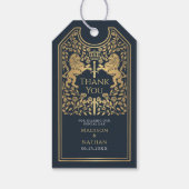 Blauwe Koninklijke Leeuw Middeleeuwse Zwaard bruil Cadeaulabel (Achterkant)