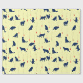 Blauwe kookpennen en rode vissen cadeaupapier (Vlak)