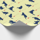 Blauwe kookpennen en rode vissen cadeaupapier (Hoek)