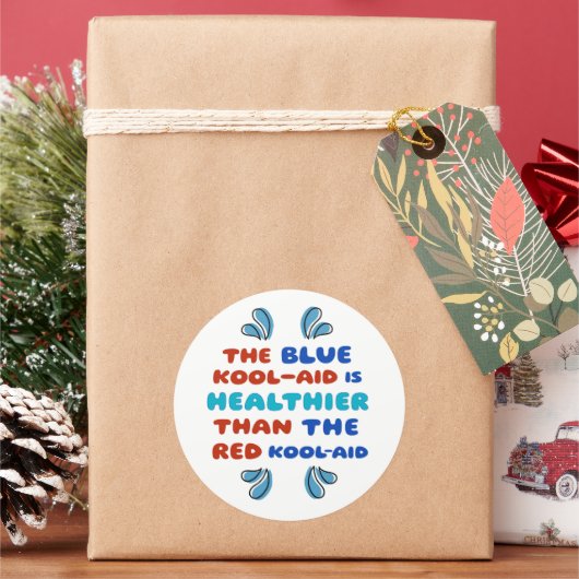 Blauwe Kool Aid RONDE STICKER (Feestdagen)