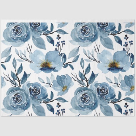 Blauwe kool Rozen Decoupage Tissuepapier (Voorkant)