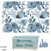 Blauwe kool Rozen Decoupage Tissuepapier