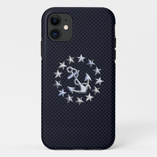 Blauwe koolstof Nautisch Chroom, zoals jachtvlag Case-Mate iPhone Case (Achterkant)