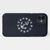 Blauwe koolstof Nautisch Chroom, zoals jachtvlag Case-Mate iPhone Case (Achterkant (horizontaal))
