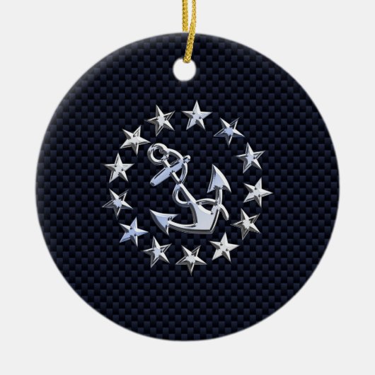 Blauwe koolstof stijl Nautische jacht vlag Afdruk Keramisch Ornament (Voorkant)